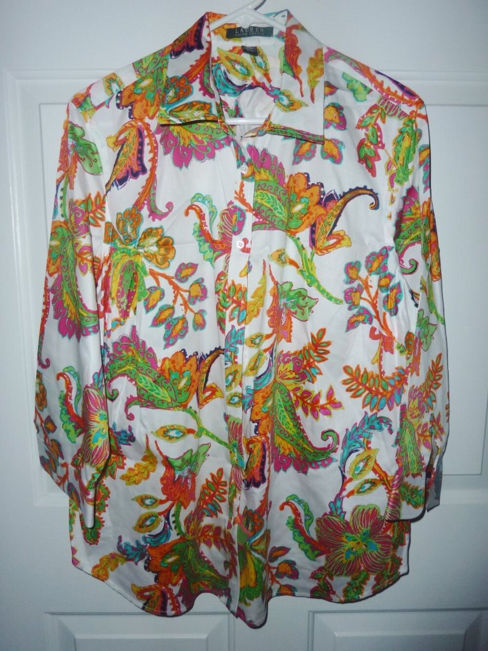 Mint! Lauren Ralph Lauren Polo Ladies Button Down Floral Blouse 1X